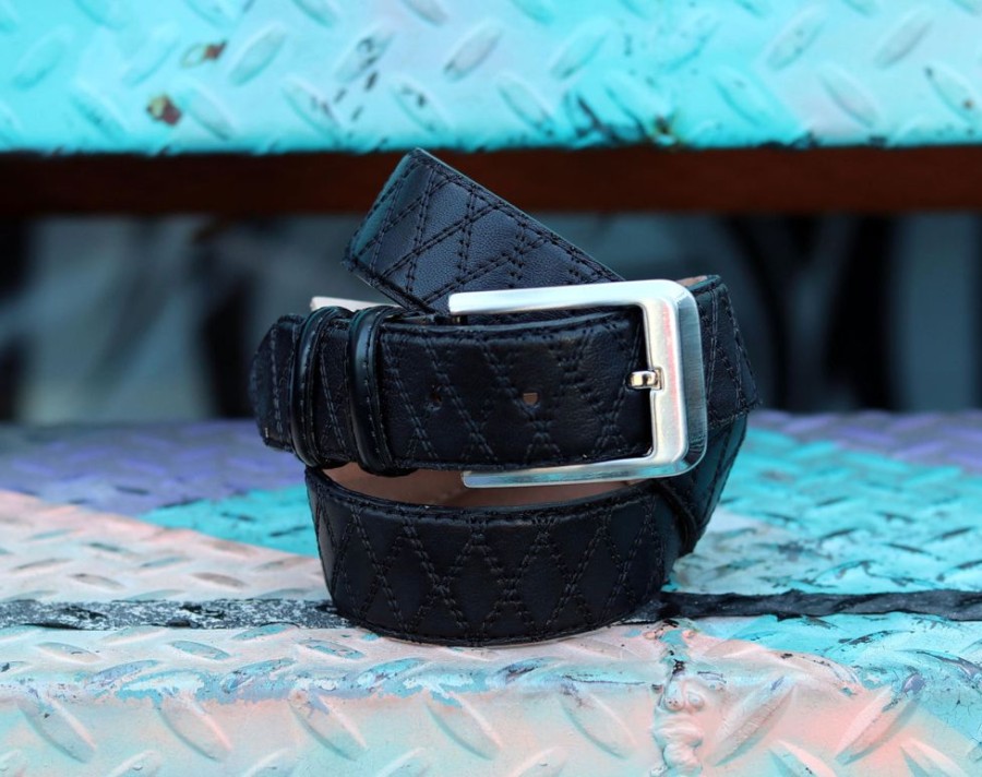 Corrente Corrente Quilted Calfskin Belt Black | Belts