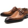 Ugo Vasare Eric Burnished Calfskin Monkstrap Shoe Caramel | Monkstraps