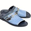 Corrente Corrente Crocodile Printed Calfskin Sandal Blue | Sandals