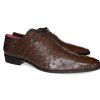 Pelle Exotics Pelle Exotics Ostrich Quill Lace-Up Oxford Brown | Exotics