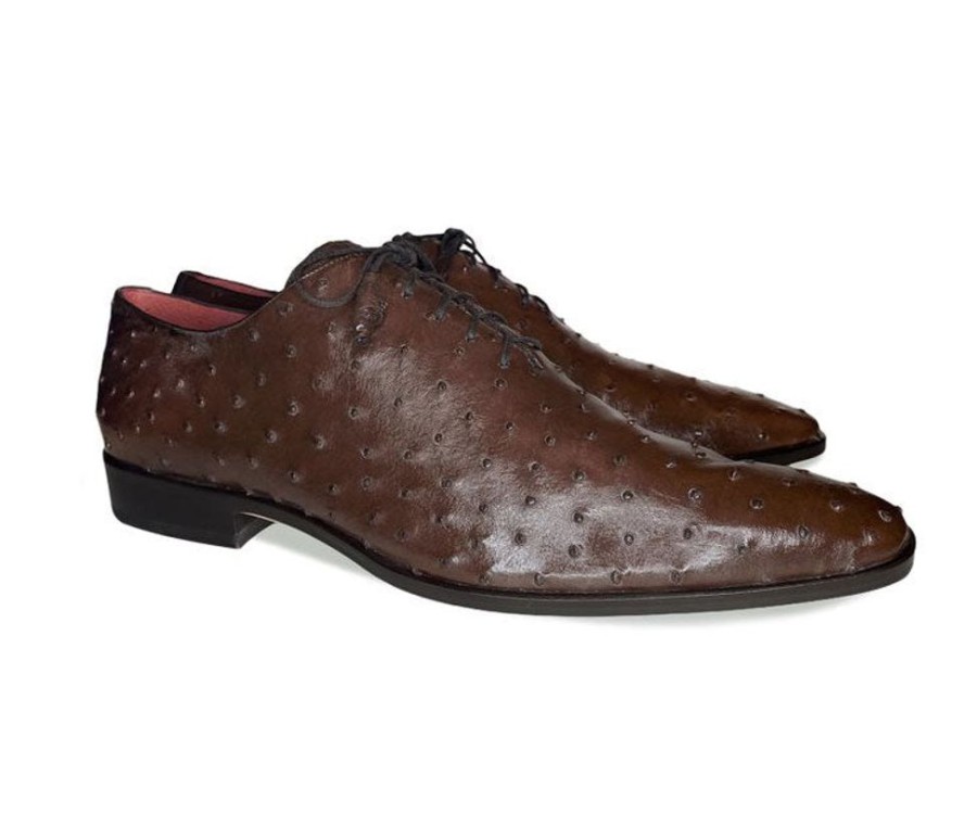 Pelle Exotics Pelle Exotics Ostrich Quill Lace-Up Oxford Brown | Exotics