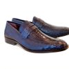 Pelle Exotics Pelle Exotics Ostrich Slip-On Penny Loafer Blue | Exotics