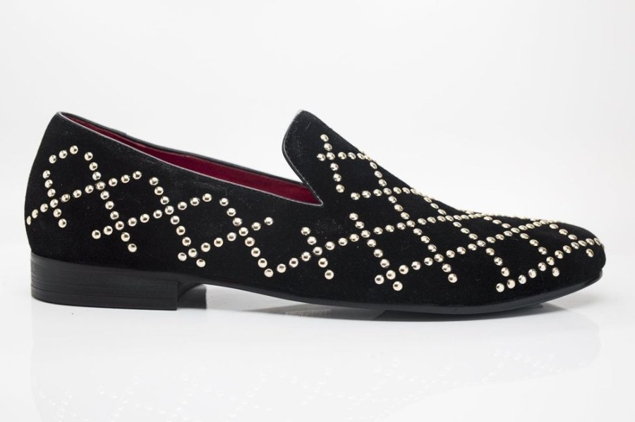 CARRUCCI Studded Suede Slip-On Loafer Black | Suede