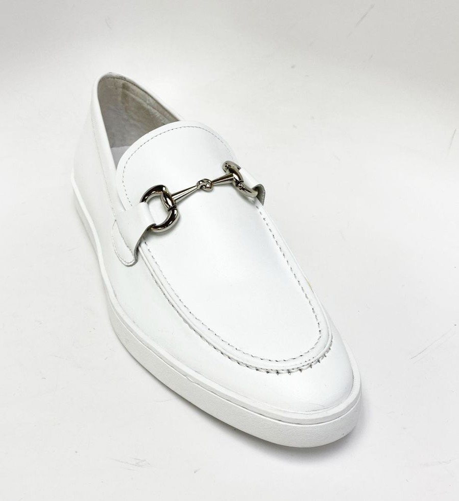 CARRUCCI BY MAURICE Calfskin Slip-On Horsebit Loafer White | Sneakers