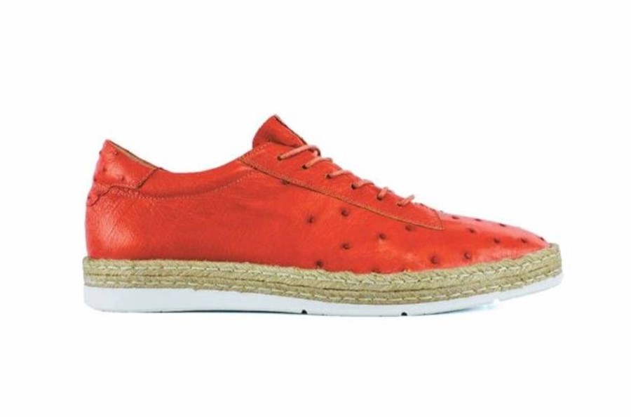 Pelle Pelle "Monaco" Ostrich Lace-Up Shoe Coral | Exotics