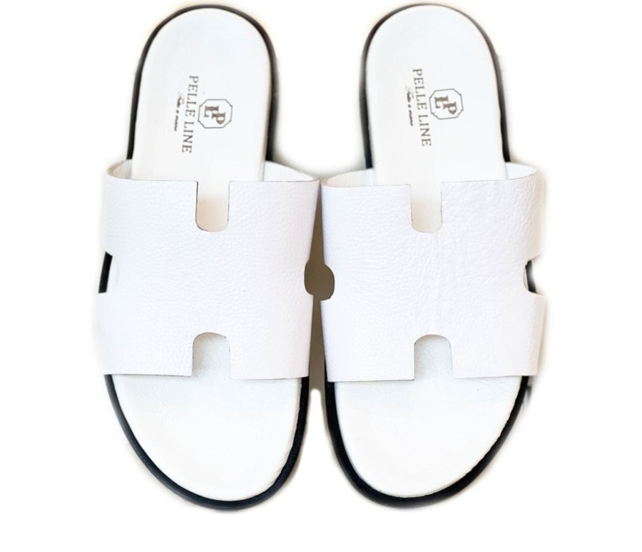 Pelle Pelle "Egea" Slip-On Calfskin Sandal White | Sandals