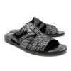 Corrente Corrente Linen & Shiny Calfskin Sandal Black | Sandals