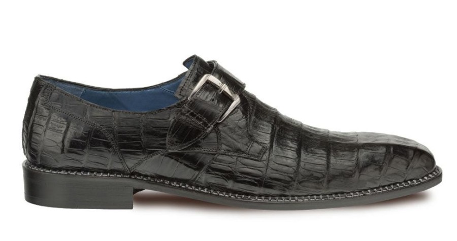 Mezlan Mezlan Magnus Crocodile Monkstrap Shoe Black | Exotics