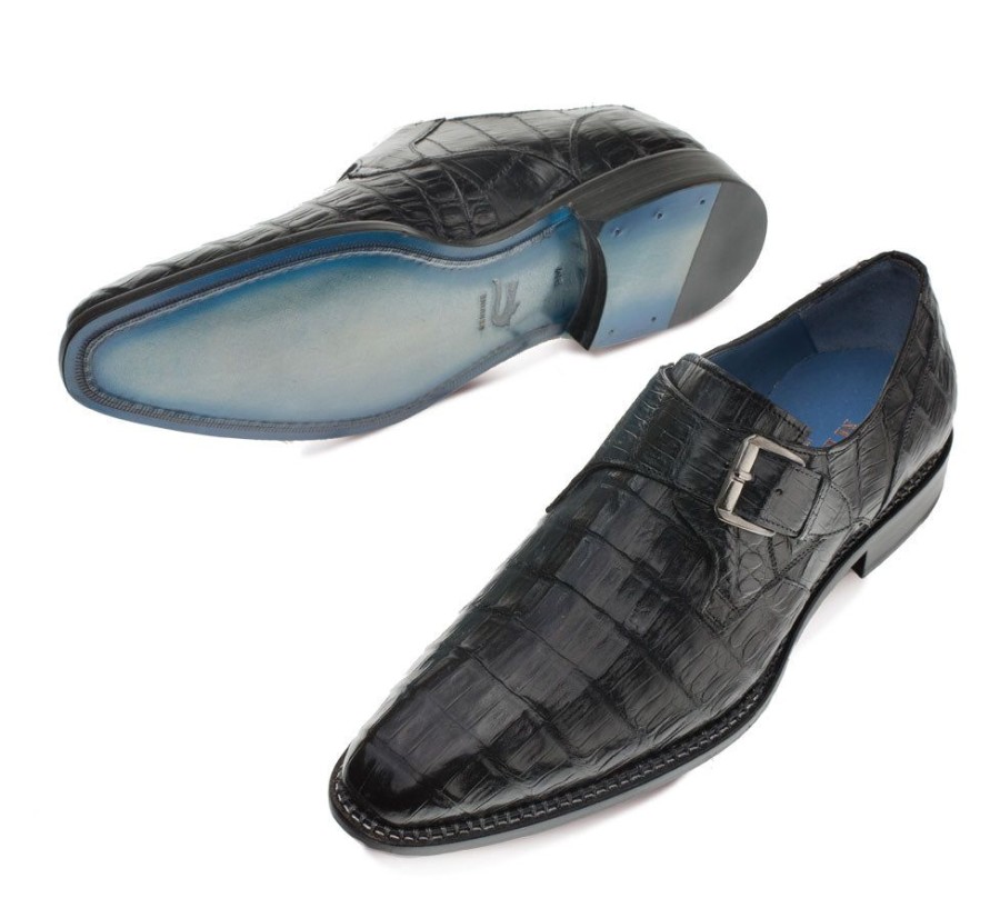 Mezlan Mezlan Magnus Crocodile Monkstrap Shoe Black | Exotics