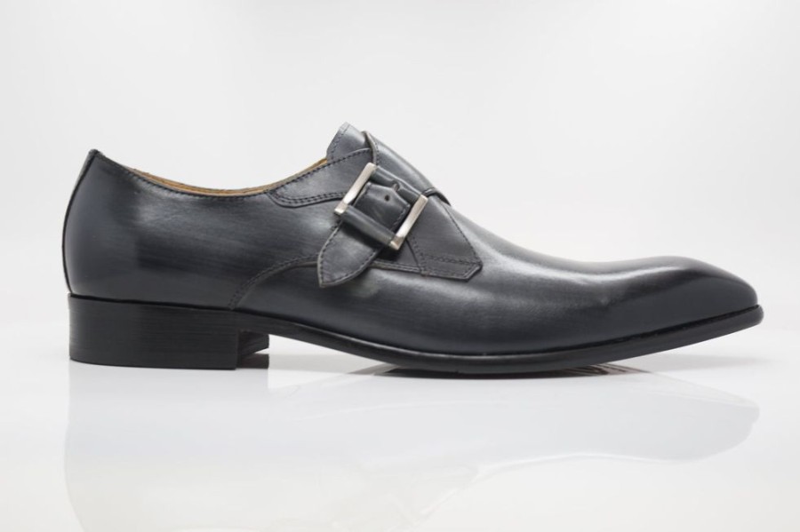 CARRUCCI Burnished Calfskin Monkstrap Grey | Monkstraps