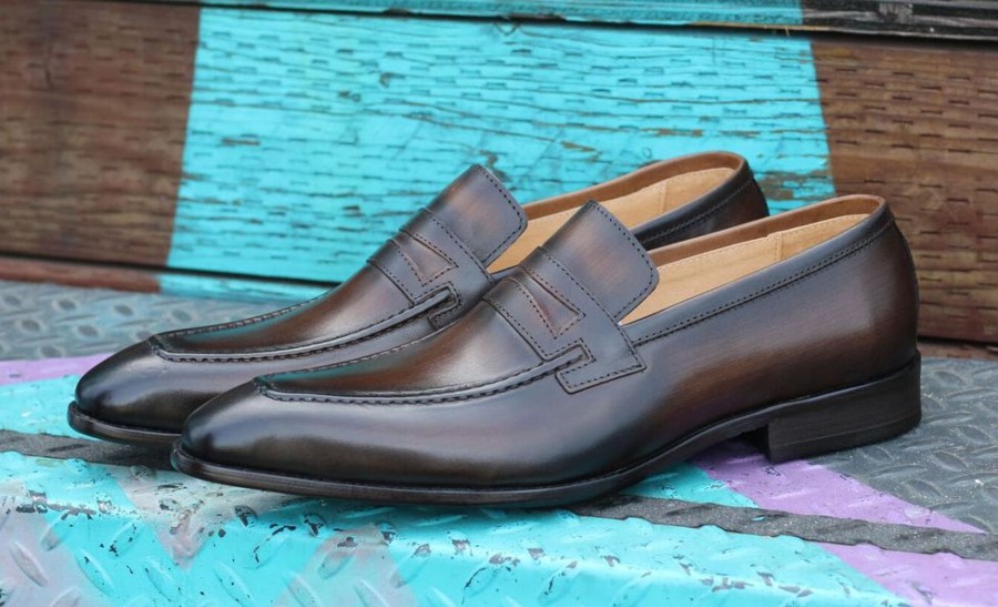 CARRUCCI Calfskin Slip-On Penny Loafer Chestnut | Loafers