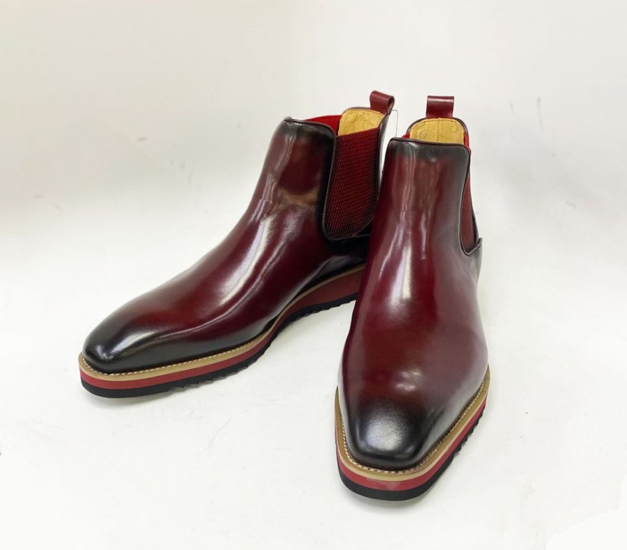 Maurice Burnished Calfskin Slip-On Boot Burgundy | Boots