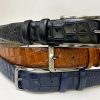 Maurice Crocodile Printed Leather Belt Navy | Belts