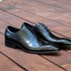 CARRUCCI Burnished Calfskin Lace-Up Oxford Black | Lace-Ups