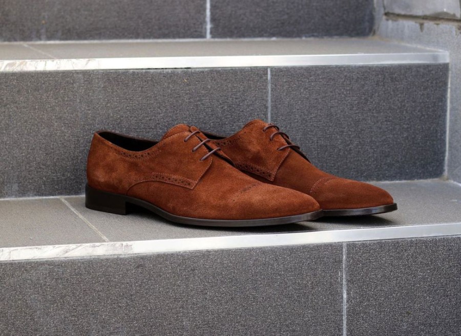 Corrente Corrente Suede Lace-Up Oxford Brown | Suede