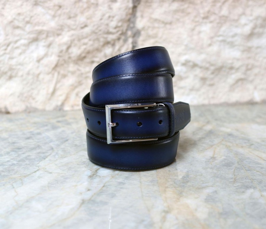 CARRUCCI Burnished Calfskin Belt Navy | Belts