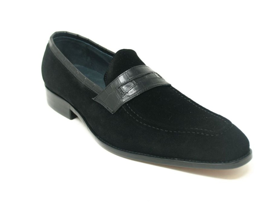 CARRUCCI Suede Slip-On Penny Loafer Black | Suede