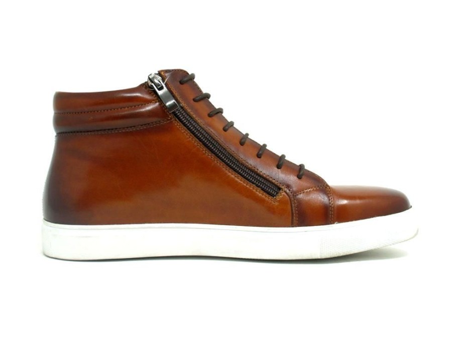 Carrucci by Maurice Calfskin High-Top Sneaker Whiskey | Sneakers