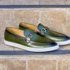 CARRUCCI BY MAURICE Calfskin Slip-On Horsebit Loafer Olive | Sneakers