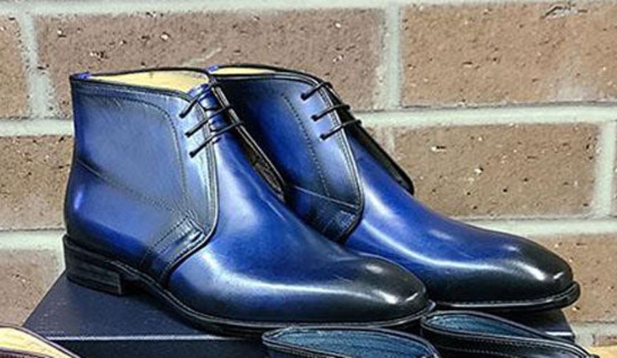 CARRUCCI Calfskin Chukka Boot Blue | Boots