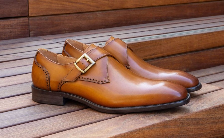 Maurice Burnished Leather Monkstrap Cognac | Monkstraps