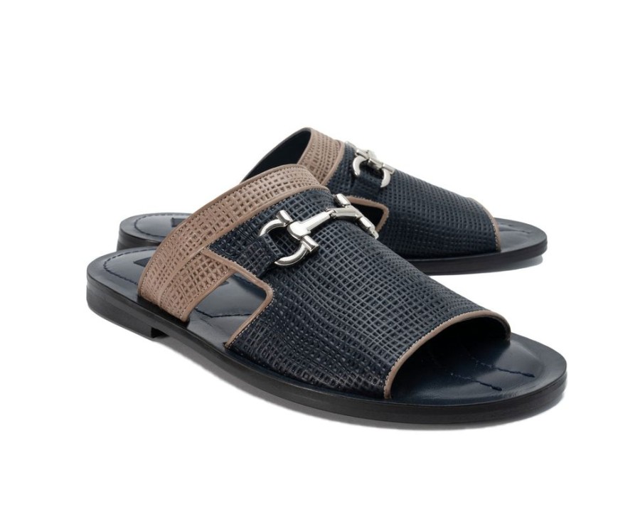 Corrente Corrente Perforated Calfskin Sandal Navy | Sandals