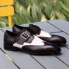 Carrucci by Maurice Burnished Calfskin Slip-On Spectator Monkstrap Shoe Black/White | Monkstraps