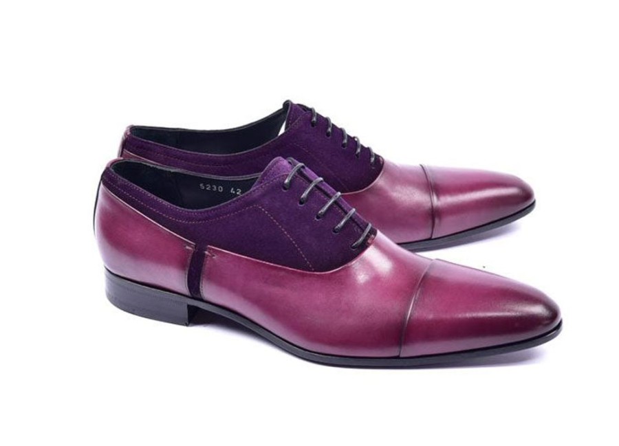 Corrente Corrente Calfskin & Suede Lace-Up Oxford Purple | Suede