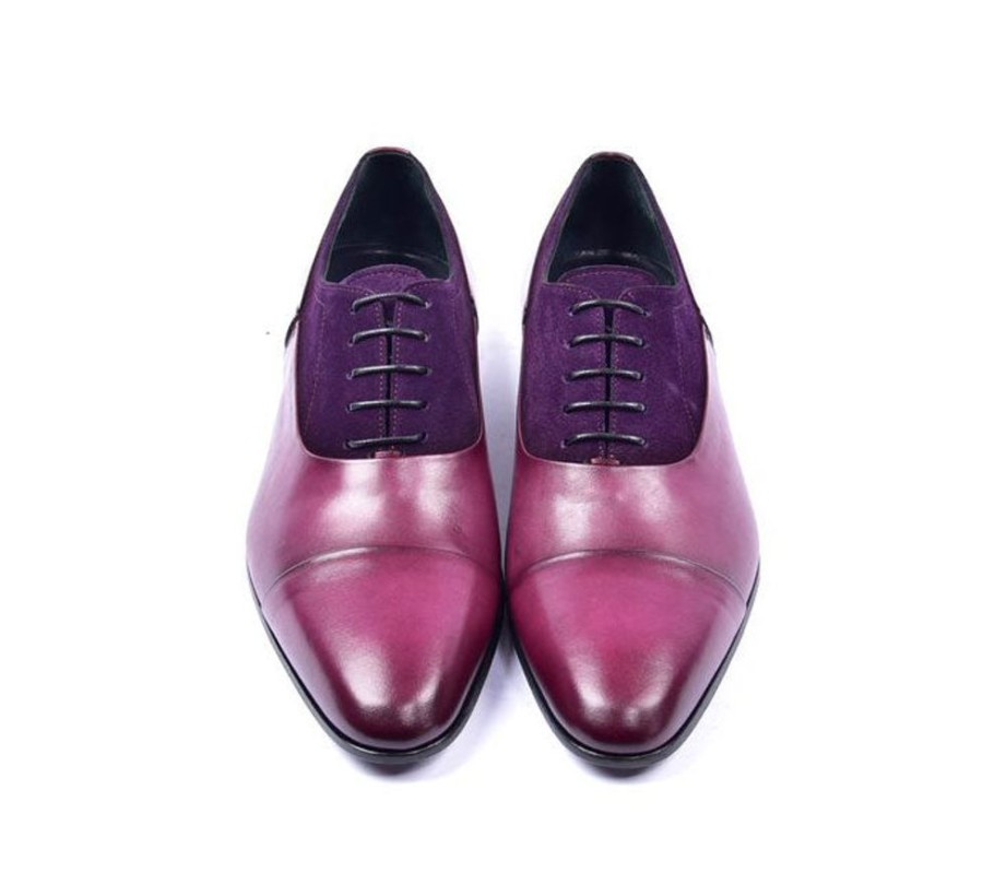 Corrente Corrente Calfskin & Suede Lace-Up Oxford Purple | Suede