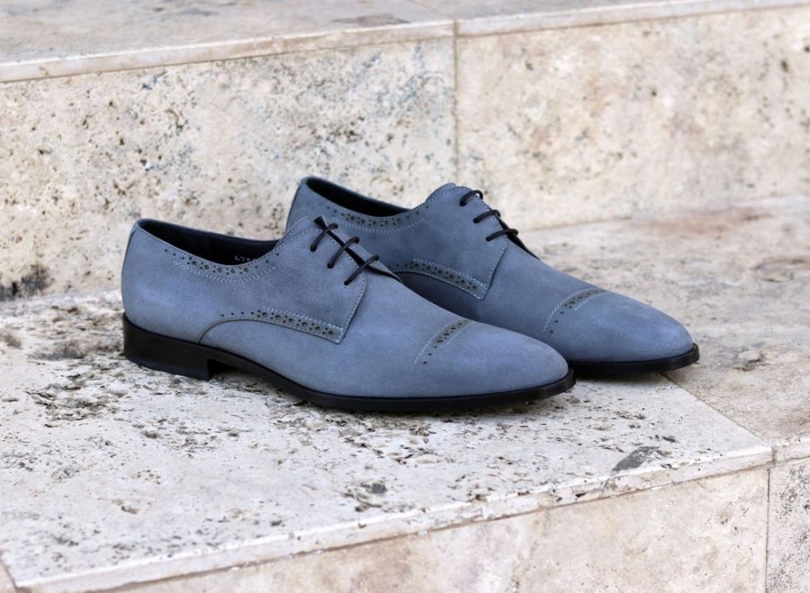 Corrente Corrente Suede Lace-Up Oxford Grey | Suede