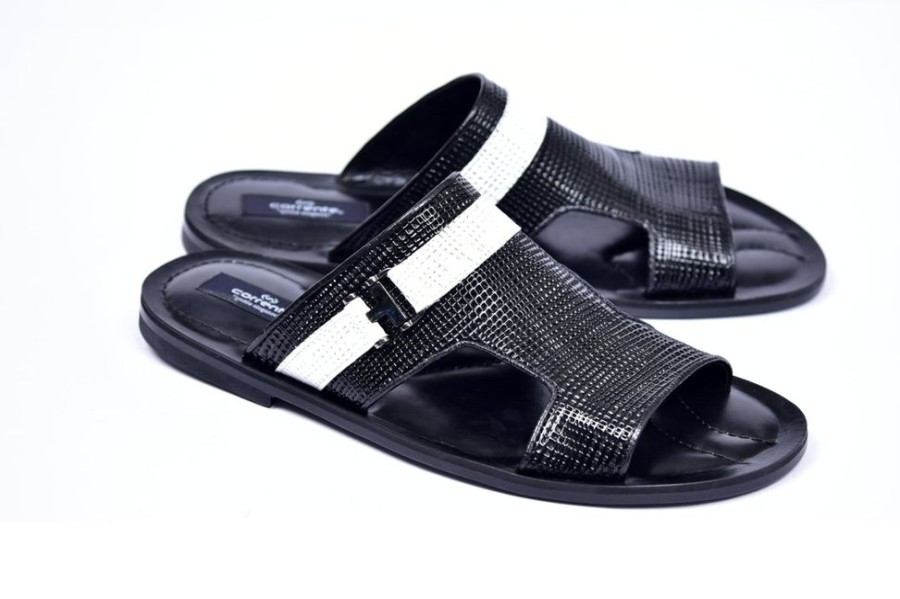 Corrente Corrente Perforated Calfskin Sandal Black | Sandals