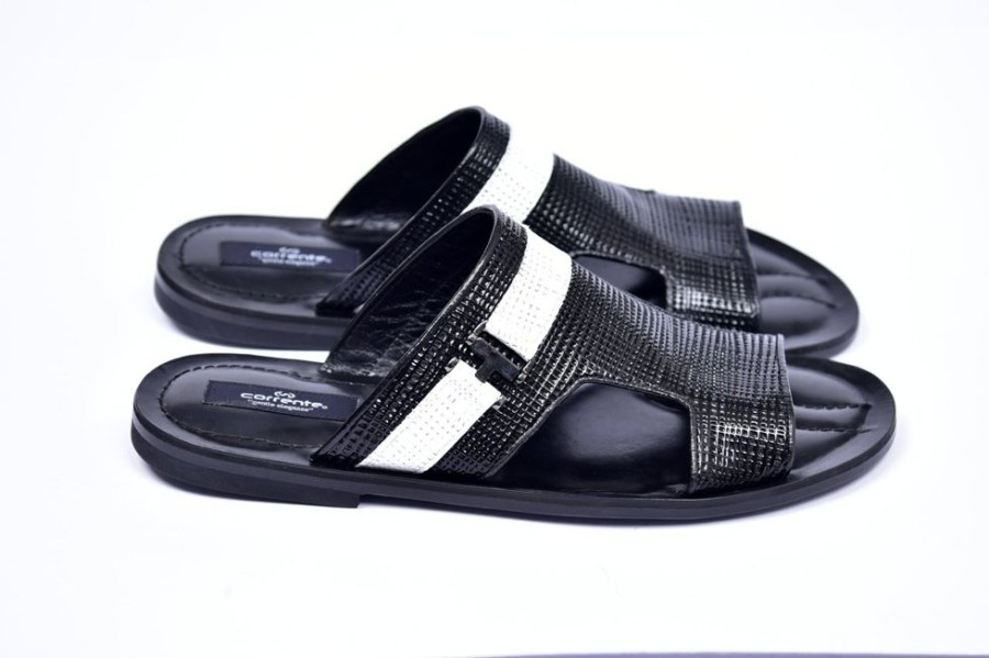 Corrente Corrente Perforated Calfskin Sandal Black | Sandals