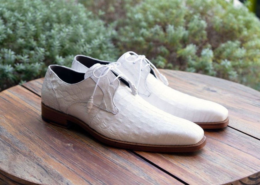 Mezlan Anderson Crocodile Oxford White | Exotics