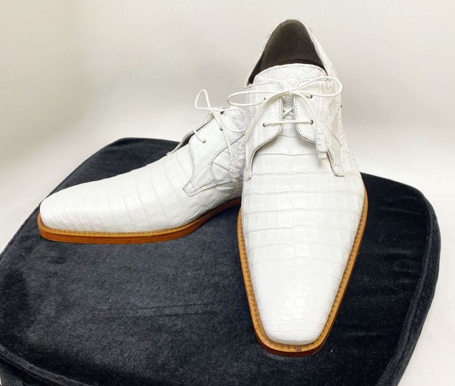 Mezlan Anderson Crocodile Oxford White | Exotics