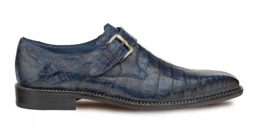 Mezlan Mezlan Magnus Crocodile Monkstrap Shoe Blue | Exotics