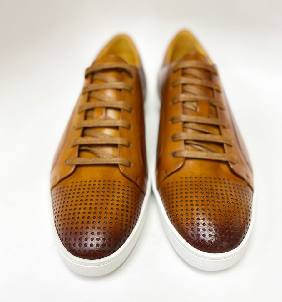 Maurice Calfskin Lace-Up Sneaker Cognac | Sneakers