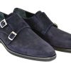 Corrente Corrente Suede Double Monkstrap Shoe Navy | Suede