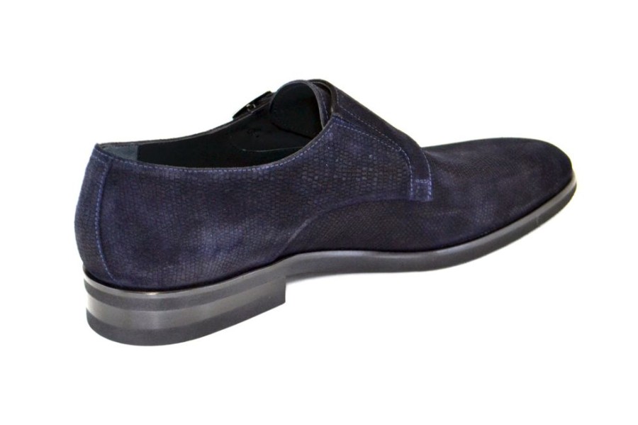 Corrente Corrente Suede Double Monkstrap Shoe Navy | Suede