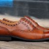 CARRUCCI Calfskin & Deerskin Lace-Up Oxford Cognac | Lace-Ups