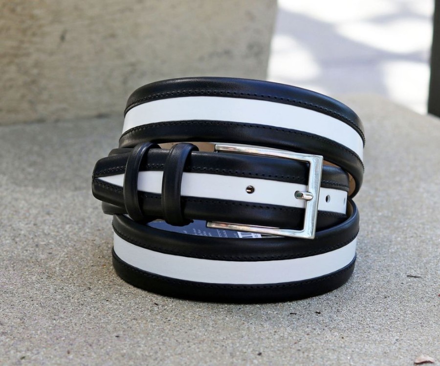 Maurice Maurice Two-Tone Leather Belt 2-Black/White | Belts