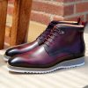 Maurice Burnished Calfskin Lace-Up Boot Burgundy | Boots