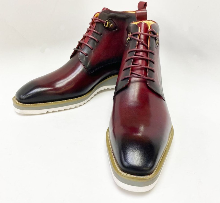 Maurice Burnished Calfskin Lace-Up Boot Burgundy | Boots