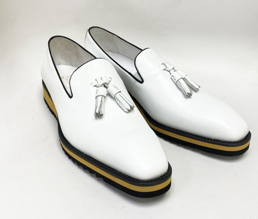 Carrucci by Maurice Calfskin Slip-On Tasseled Loafer White | Loafers