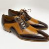 Mezlan Mezlan Deerskin & Calf Lace-Up Oxford Camel/Brown | Lace-Ups