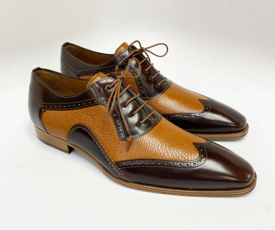 Mezlan Mezlan Deerskin & Calf Lace-Up Oxford Camel/Brown | Lace-Ups