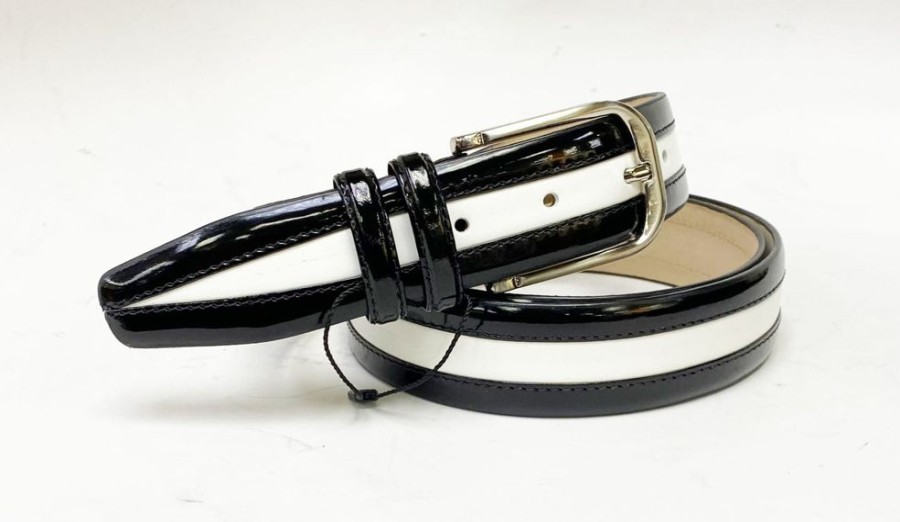 Maurice Patent Leather Two-Tone Belt Black/White | Belts