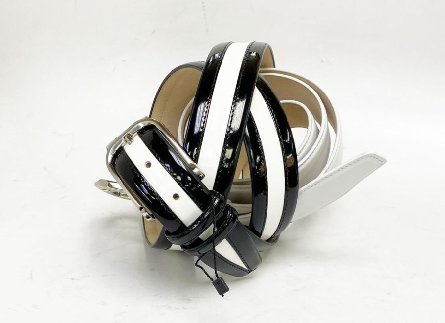 Maurice Patent Leather Two-Tone Belt Black/White | Belts