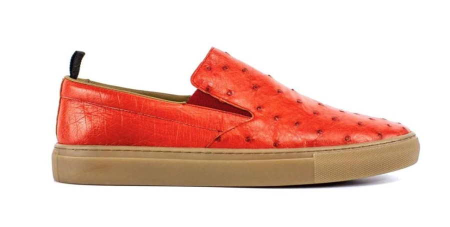 Pelle Pelle "Grafton" Ostrich Slip-On Loafer Coral | Exotics