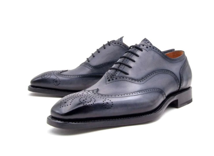 Ugo Vasare Calfskin "Luke" Wingtip Oxford Grey | Lace-Ups