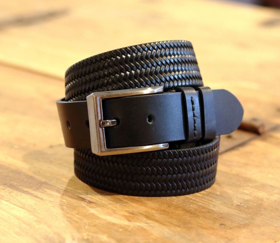 Maurice Woven Leather Belt Black | Belts